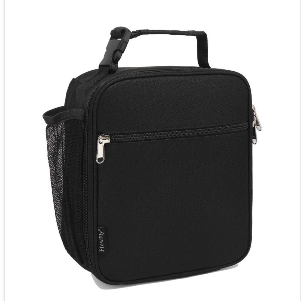 Black Insulated Lunch Bag Thermal Insulated Meal Tote